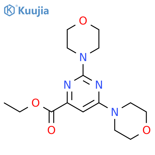 4-Pyrimidinecarboxylic acid, 2,6-di-4-morpholinyl-, ethyl ester structure