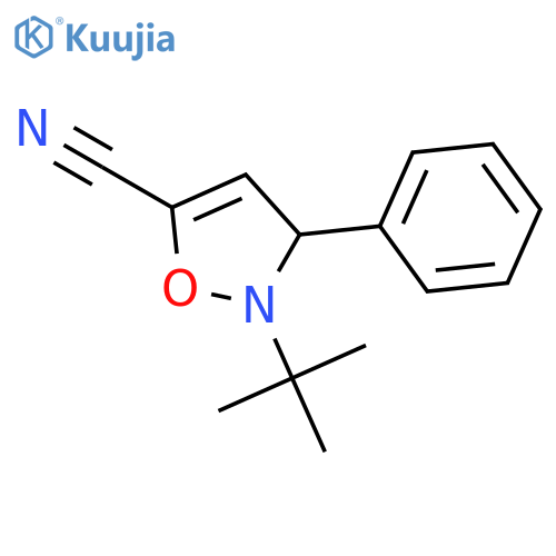 5-Isoxazolecarbonitrile, 2-(1,1-dimethylethyl)-2,3-dihydro-3-phenyl- structure