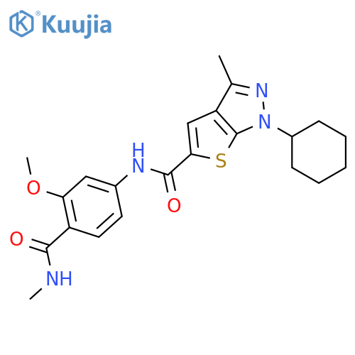 1H-Thieno[2,3-c]pyrazole-5-carboxamide,1-cyclohexyl-N-[3-methoxy-4-[(methylamino)carbonyl]phenyl]-3-methyl- structure