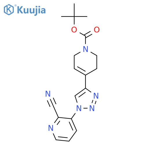 1(2H)-Pyridinecarboxylic acid,4-[1-(2-cyano-3-pyridinyl)-1H-1,2,3-triazol-4-yl]-3,6-dihydro-,1,1-dimethylethyl ester structure