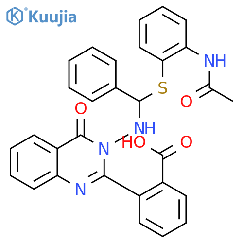Benzoic acid,2-[3-[[[[2-(acetylamino)phenyl]thio]phenylmethyl]amino]-3,4-dihydro-4-oxo-2-quinazolinyl]- structure