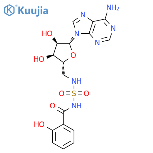 Adenosine, 5'-deoxy-5'-[[[(2-hydroxybenzoyl)amino]sulfonyl]amino]- structure