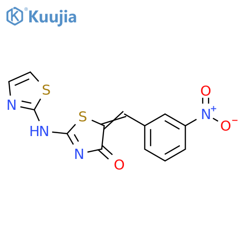 (5Z)-5-(3-nitrophenyl)methylidene-2-(1,3-thiazol-2-yl)amino-4,5-dihydro-1,3-thiazol-4-one structure
