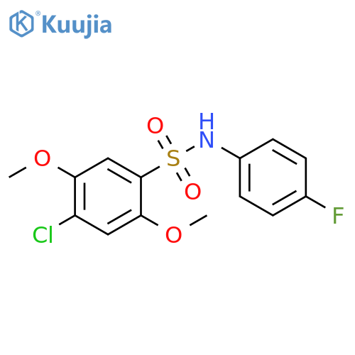 4-chloro-N-(4-fluorophenyl)-2,5-dimethoxybenzene-1-sulfonamide structure