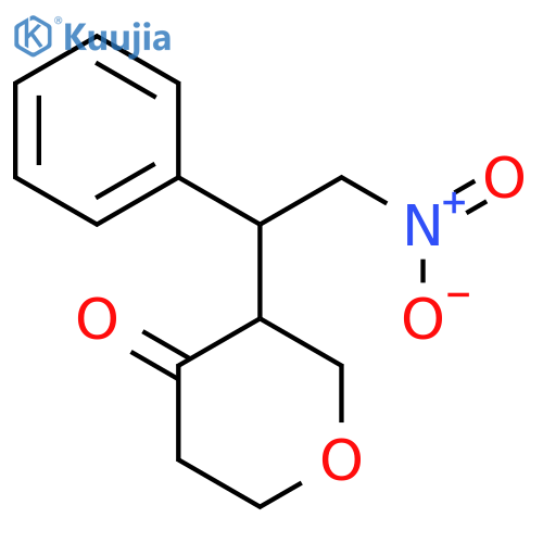 4H-Pyran-4-one, tetrahydro-3-[(1R)-2-nitro-1-phenylethyl]-, (3R)- structure
