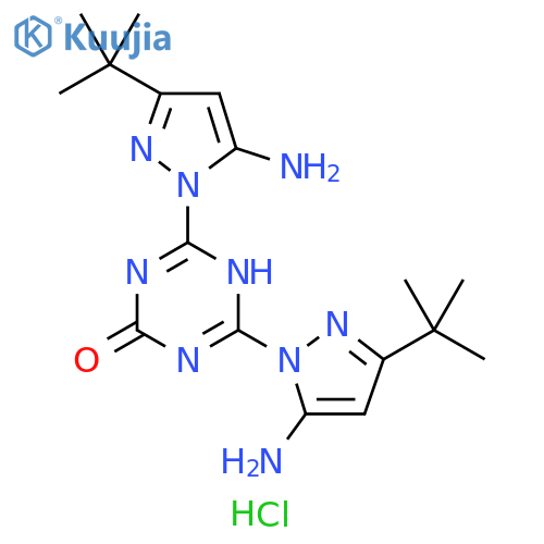 1,3,5-Triazin-2(1H)-one,4,6-bis[5-amino-3-(1,1-dimethylethyl)-1H-pyrazol-1-yl]-, dihydrochloride structure