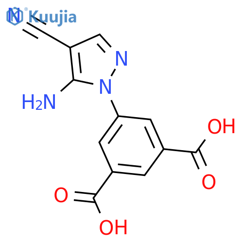 1,3-Benzenedicarboxylic acid, 5-(5-amino-4-cyano-1H-pyrazol-1-yl)- structure
