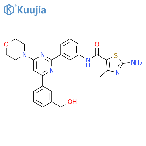 5-Thiazolecarboxamide,2-amino-N-[3-[4-[3-(hydroxymethyl)phenyl]-6-(4-morpholinyl)-2-pyrimidinyl]phenyl]-4-methyl- structure