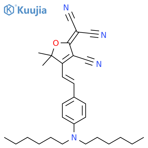 Propanedinitrile,[3-cyano-4-[(1E)-2-[4-(dihexylamino)phenyl]ethenyl]-5,5-dimethyl-2(5H)-furanylidene]- structure