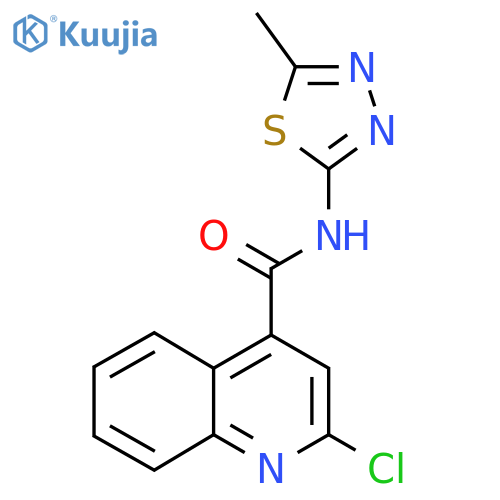 2-chloro-N-(5-methyl-1,3,4-thiadiazol-2-yl)quinoline-4-carboxamide structure