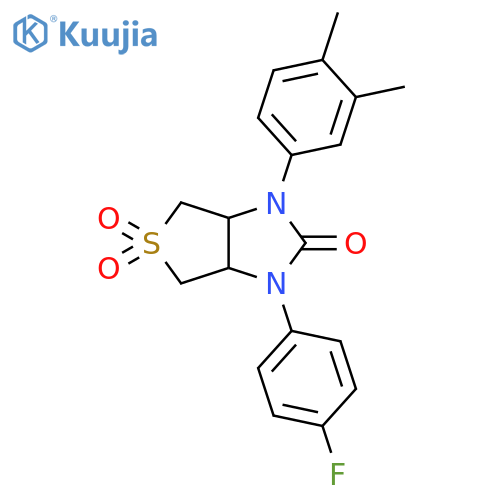 1-(3,4-dimethylphenyl)-3-(4-fluorophenyl)-hexahydro-1H-5lambda6-thieno3,4-dimidazole-2,5,5-trione structure