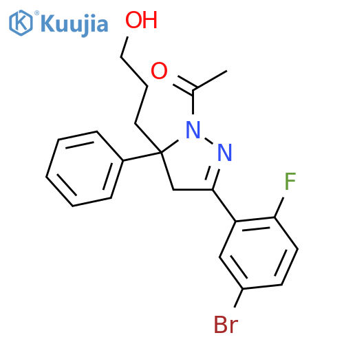 1H-Pyrazole-5-propanol,1-acetyl-3-(5-bromo-2-fluorophenyl)-4,5-dihydro-5-phenyl-, (5S)- structure