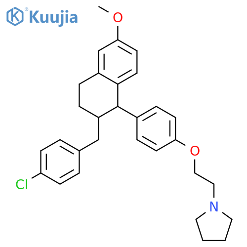 Pyrrolidine,1-[2-[4-[2-[(4-chlorophenyl)methyl]-1,2,3,4-tetrahydro-6-methoxy-1-naphthalenyl]phenoxy]ethyl]- structure