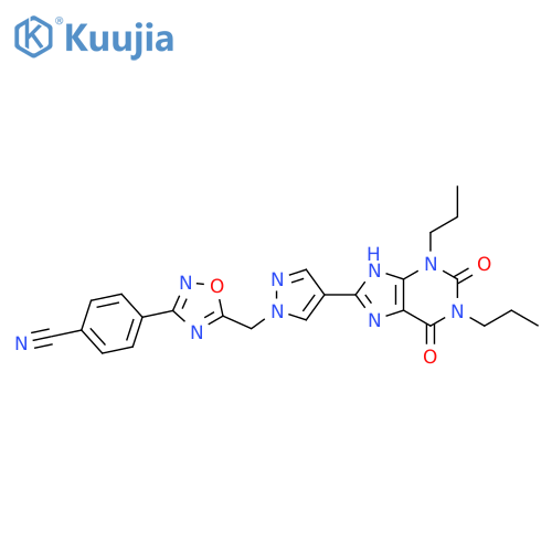 Benzonitrile,4-[5-[[4-(2,3,6,7-tetrahydro-2,6-dioxo-1,3-dipropyl-1H-purin-8-yl)-1H-pyrazol-1-yl]methyl]-1,2,4-oxadiazol-3-yl]- structure