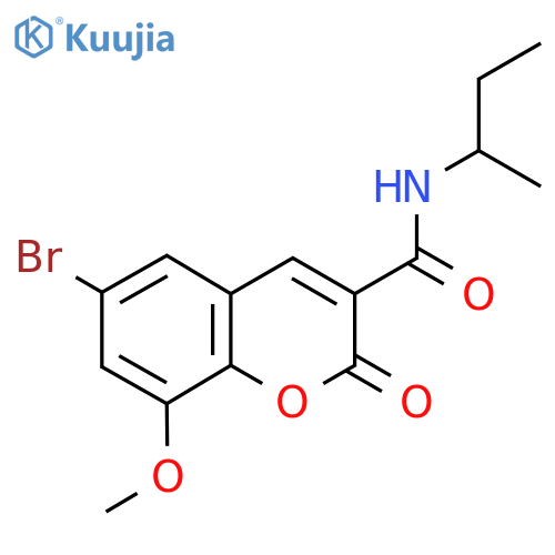 6-bromo-N-(butan-2-yl)-8-methoxy-2-oxo-2H-chromene-3-carboxamide structure