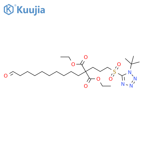 Propanedioic acid,[10-[[1-(1,1-dimethylethyl)-1H-tetrazol-5-yl]sulfonyl]decyl](3-oxopropyl)-,diethyl ester structure