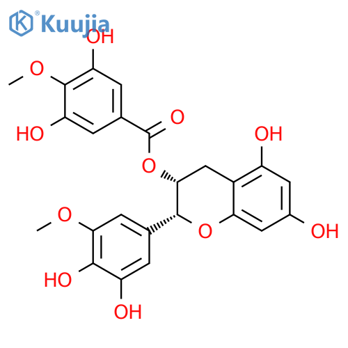 Benzoic acid, 3,5-dihydroxy-4-methoxy-,(2R,3R)-2-(3,4-dihydroxy-5-methoxyphenyl)-3,4-dihydro-5,7-dihydroxy-2H-1-benzopyran-3-yl ester structure