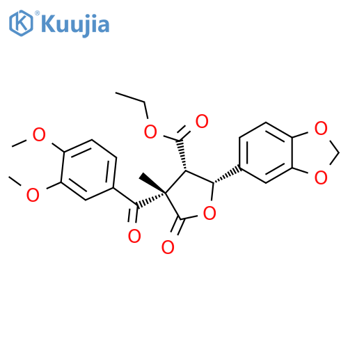 3-Furancarboxylic acid,2-(1,3-benzodioxol-5-yl)-4-(3,4-dimethoxybenzoyl)tetrahydro-4-methyl-5-oxo-, ethyl ester, (2R,3S,4S)-rel- structure
