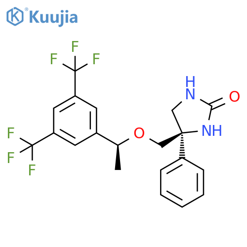 2-Imidazolidinone,4-[[(1S)-1-[3,5-bis(trifluoromethyl)phenyl]ethoxy]methyl]-4-phenyl-, (4R)- structure