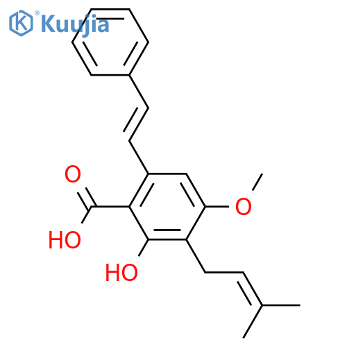 Benzoic acid,2-hydroxy-4-methoxy-3-(3-methyl-2-butenyl)-6-[(1E)-2-phenylethenyl]- structure