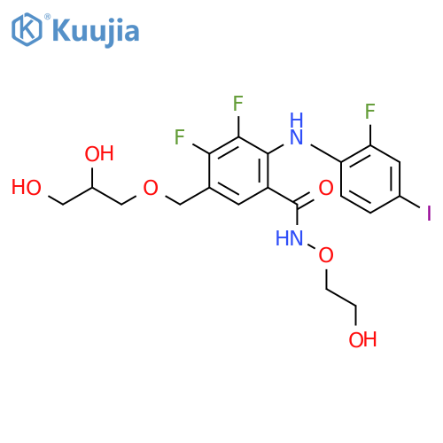 Benzamide,5-[(2,3-dihydroxypropoxy)methyl]-3,4-difluoro-2-[(2-fluoro-4-iodophenyl)amino]-N-(2-hydroxyethoxy)- structure