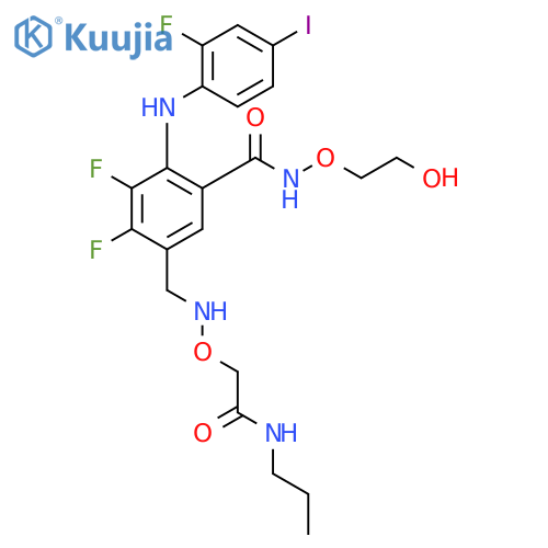 Benzamide,3,4-difluoro-2-[(2-fluoro-4-iodophenyl)amino]-N-(2-hydroxyethoxy)-5-[[[2-oxo-2-(propylamino)ethoxy]amino]methyl]- structure