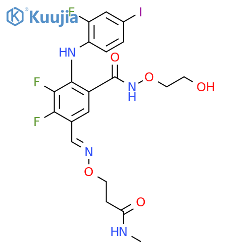 Benzamide,3,4-difluoro-2-[(2-fluoro-4-iodophenyl)amino]-N-(2-hydroxyethoxy)-5-[[[3-(methylamino)-3-oxopropoxy]imino]methyl]- structure