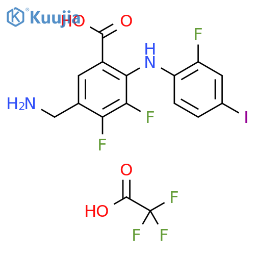 Benzoic acid,5-(aminomethyl)-3,4-difluoro-2-[(2-fluoro-4-iodophenyl)amino]-,mono(trifluoroacetate) structure