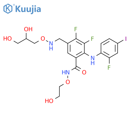 Benzamide,5-[[(2,3-dihydroxypropoxy)amino]methyl]-3,4-difluoro-2-[(2-fluoro-4-iodophenyl)amino]-N-(2-hydroxyethoxy)- structure
