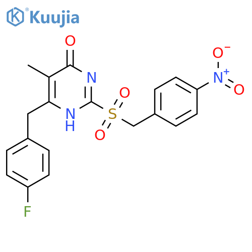 4(1H)-Pyrimidinone,6-[(4-fluorophenyl)methyl]-5-methyl-2-[[(4-nitrophenyl)methyl]sulfonyl]- structure