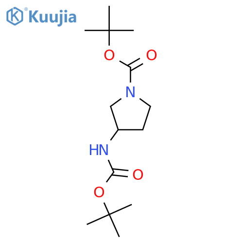 1-Pyrrolidinecarboxylic acid, 3-[[(1,1-dimethylethoxy)carbonyl]amino]-,1,1-dimethylethyl ester structure