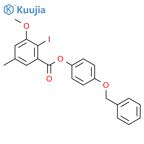 Benzoic acid, 2-iodo-3-methoxy-5-methyl-, 4-(phenylmethoxy)phenylester structure