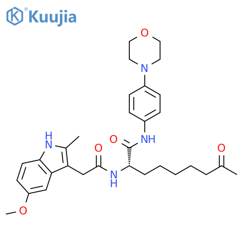 1H-Indole-3-acetamide,5-methoxy-2-methyl-N-[(1S)-1-[[[4-(4-morpholinyl)phenyl]amino]carbonyl]-7-oxooctyl]- structure