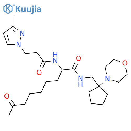 1H-Pyrazole-1-propanamide,3-methyl-N-[(1S)-1-[[[[1-(4-morpholinyl)cyclopentyl]methyl]amino]carbonyl]-7-oxooctyl]- structure
