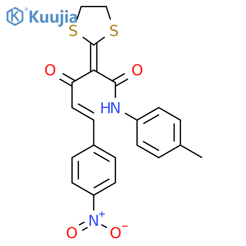 4-Pentenamide,2-(1,3-dithiolan-2-ylidene)-N-(4-methylphenyl)-5-(4-nitrophenyl)-3-oxo- structure