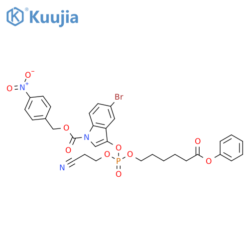 1H-Indole-1-carboxylic acid,5-bromo-3-[[(2-cyanoethoxy)[(6-oxo-6-phenoxyhexyl)oxy]phosphinyl]oxy]-, (4-nitrophenyl)methyl ester structure