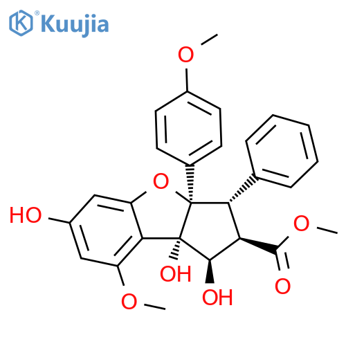 1H-Cyclopenta[b]benzofuran-2-carboxylic acid, 2,3,3a,8b-tetrahydro-1,6,8b-trihydroxy-8-methoxy-3a-(4-methoxyphenyl)-3-phenyl-, methyl ester, (1R,2R,3S,3aR,8bS)-rel- structure