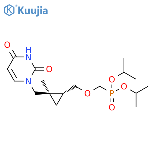 Phosphonic acid,[[[(1R,2R)-2-[(3,4-dihydro-2,4-dioxo-1(2H)-pyrimidinyl)methyl]-2-methylcyclopropyl]methoxy]methyl]-, bis(1-methylethyl) ester, rel- structure
