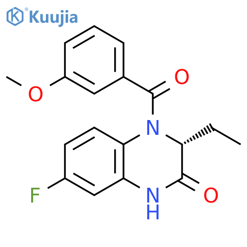 2(1H)-Quinoxalinone,3-ethyl-7-fluoro-3,4-dihydro-4-(3-methoxybenzoyl)-, (3R)- structure