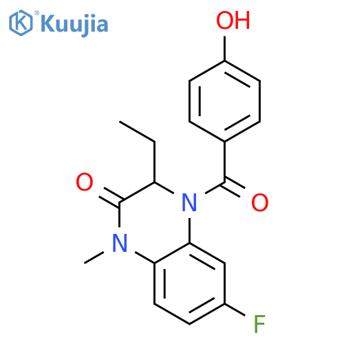 2(1H)-Quinoxalinone,3-ethyl-6-fluoro-3,4-dihydro-4-(4-hydroxybenzoyl)-1-methyl-, (3S)- structure