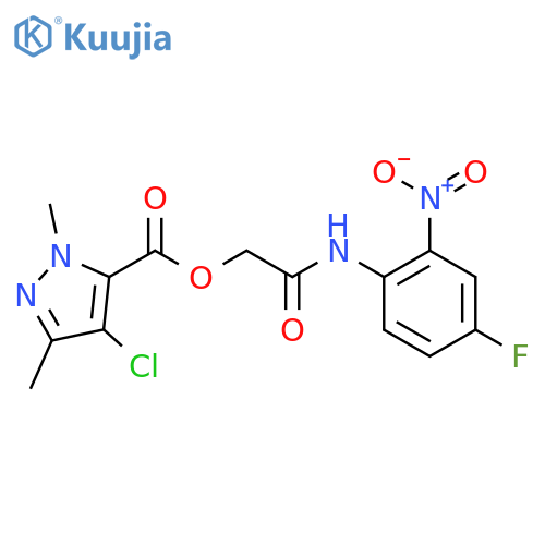 1H-Pyrazole-5-carboxylic acid, 4-chloro-1,3-dimethyl-,2-[(4-fluoro-2-nitrophenyl)amino]-2-oxoethyl ester structure
