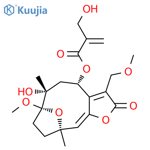 2-Propenoic acid, 2-(hydroxymethyl)-,(4S,6R,7S,10R,11E)-2,4,5,6,7,8,9,10-octahydro-6-hydroxy-7-methoxy-3-(methoxymethyl)-6,10-dimethyl-2-oxo-7,10-epoxycyclodeca[b]furan-4-yl ester structure