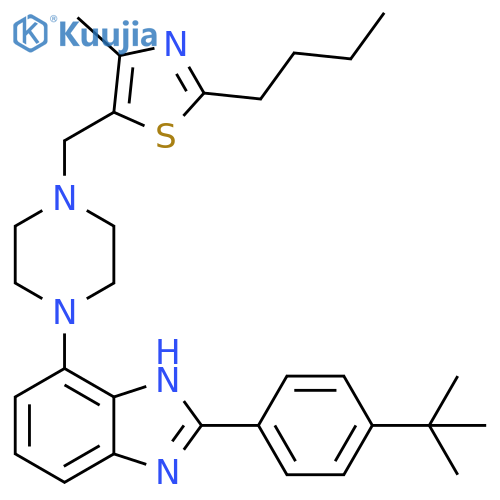 1H-Benzimidazole,4-[4-[(2-butyl-4-methyl-5-thiazolyl)methyl]-1-piperazinyl]-2-[4-(1,1-dimethylethyl)phenyl]- structure