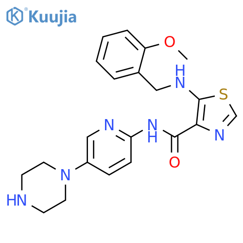 4-Thiazolecarboxamide,5-[[(2-methoxyphenyl)methyl]amino]-N-[5-(1-piperazinyl)-2-pyridinyl]- structure