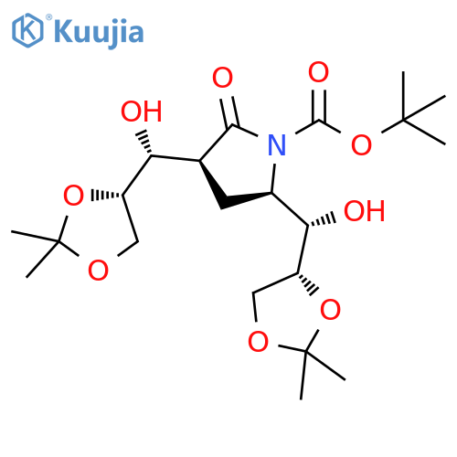 1-Pyrrolidinecarboxylic acid,3-[(R)-[(4S)-2,2-dimethyl-1,3-dioxolan-4-yl]hydroxymethyl]-5-[(S)-[(4R)-2,2-dimethyl-1,3-dioxolan-4-yl]hydroxymethyl]-2-oxo-, 1,1-dimethylethylester, (3S,5R)- structure