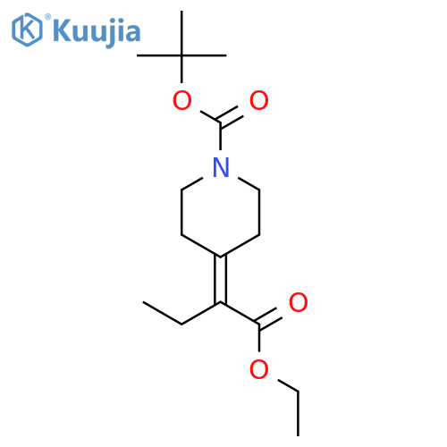 1-Piperidinecarboxylic acid, 4-[1-(ethoxycarbonyl)propylidene]-,1,1-dimethylethyl ester structure