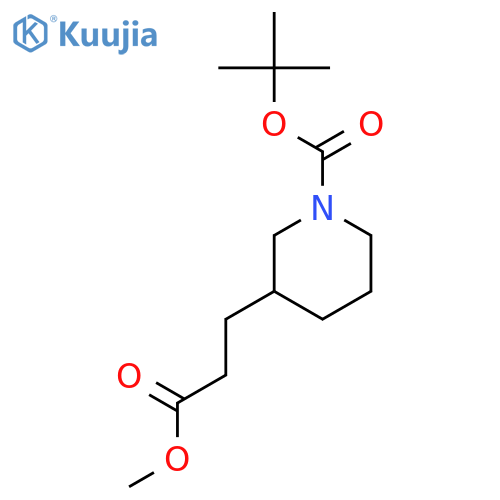 3-Piperidinepropanoic acid, 1-[(1,1-dimethylethoxy)carbonyl]-, methylester structure