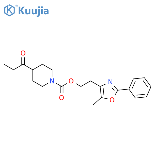 1-Piperidinecarboxylic acid, 4-(1-oxopropyl)-,2-(5-methyl-2-phenyl-4-oxazolyl)ethyl ester structure