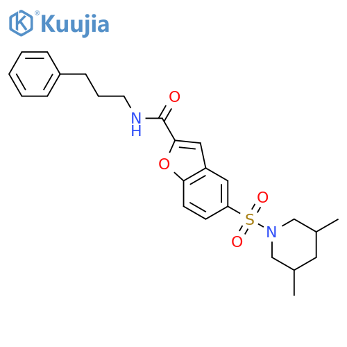 2-Benzofurancarboxamide,5-[(3,5-dimethyl-1-piperidinyl)sulfonyl]-N-(3-phenylpropyl)- structure