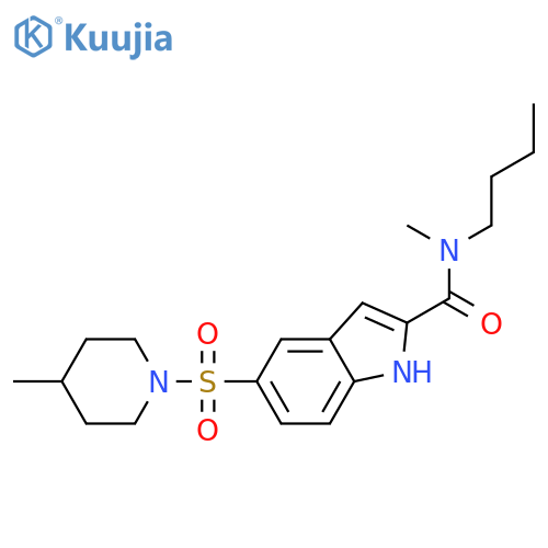 1H-Indole-2-carboxamide,N-butyl-N-methyl-5-[(4-methyl-1-piperidinyl)sulfonyl]- structure